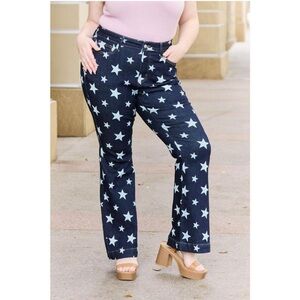 Judy Blue sz 14W Flare Jeans Janelle High Waist All Over Star Print Judy Blue